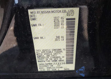 2017 Nissan Altima 2.5 Sv from USA, damaged, VIN 1N4AL3AP8HC223556